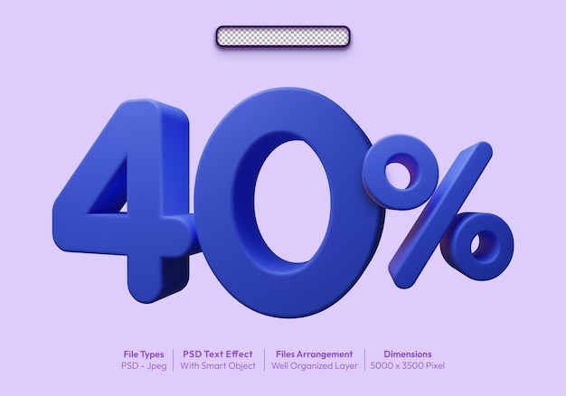 PSD cuarenta por ciento icono 3D para súper ventas