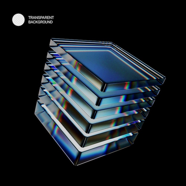 PSD cube dispersion glass material design 3d rendering