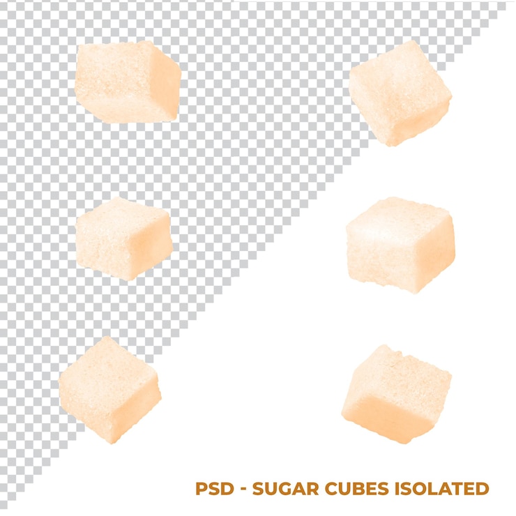 PSD psd cubos de azúcar aislados listos para usar en tu composición