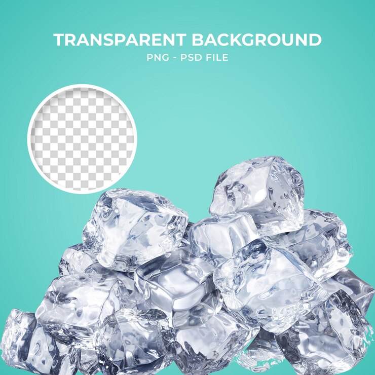 PSD psd cubos de gelo fundo transparente com objeto de elemento cerebral 3d