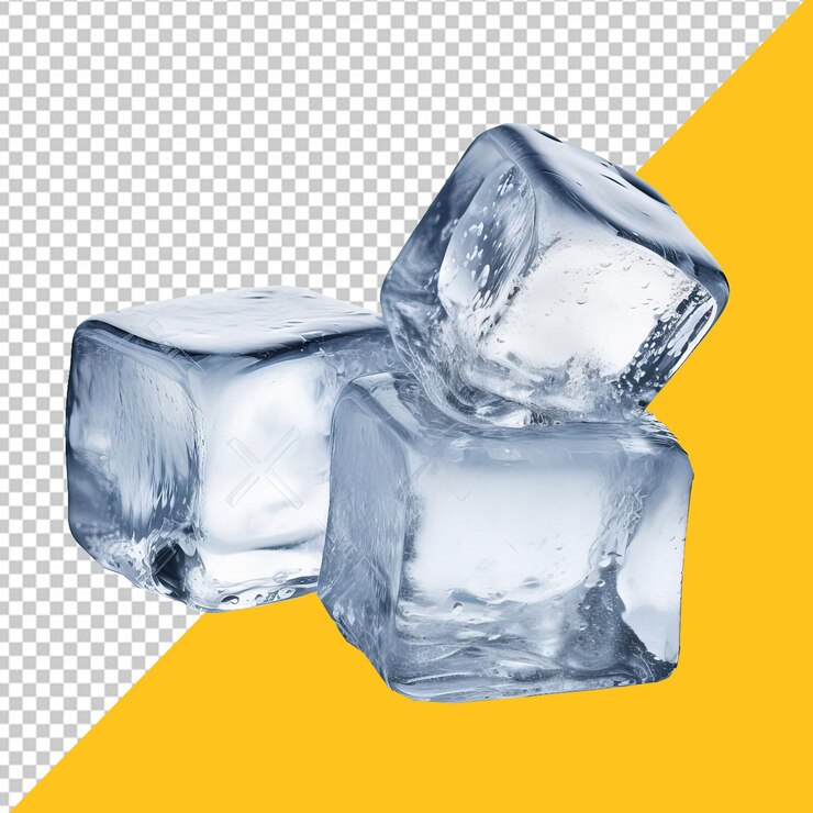 PSD Cubos de hielo en la mesa con fondo transparente
