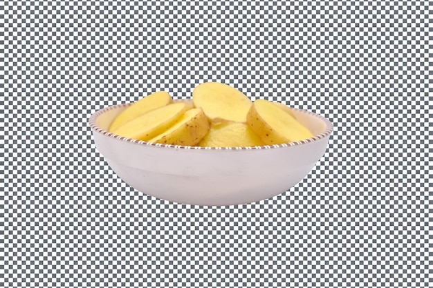 PSD Cuenco de patatas aislado sobre un fondo transparente