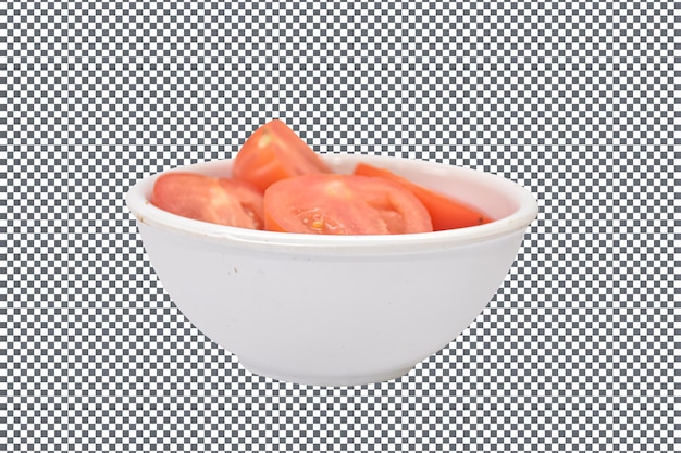 PSD Cuenco de tomates aislado sobre un fondo transparente