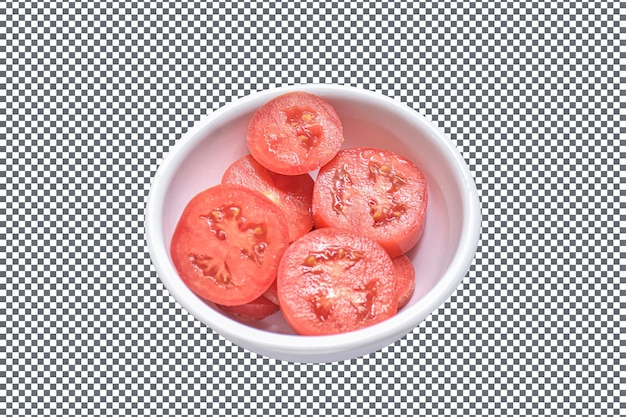 PSD Cuenco de tomates aislado sobre un fondo transparente
