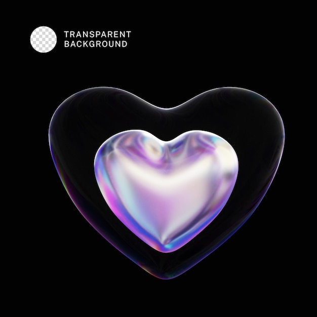 PSD Cuore olografico 3d all'interno di un cuore di vetro