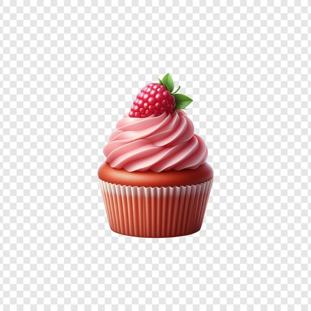 PSD psd-cupcake mit rosa glasur, isoliert auf einem transparenten hintergrund 3d-illustration