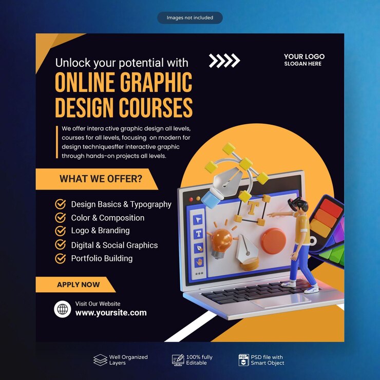 PSD psd curso on-line modelo de mídia social de postagem no instagram