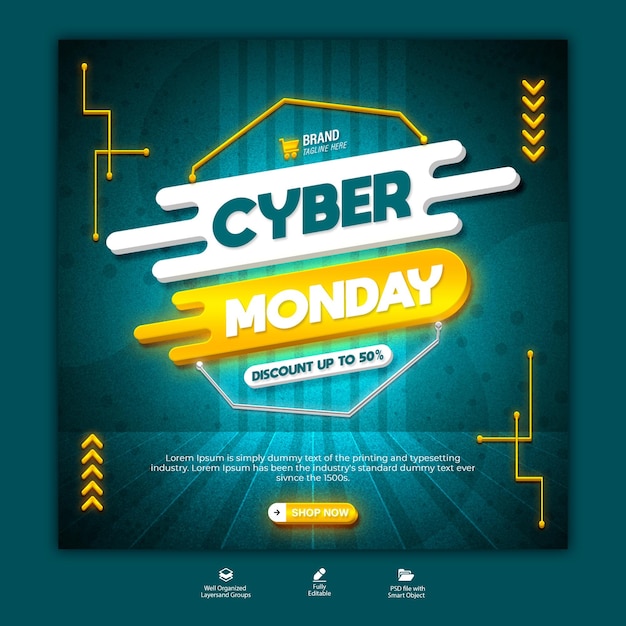 PSD Cyber lunes súper venta plantilla de diseño de publicaciones de redes sociales
