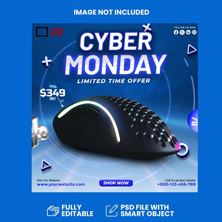 PSD psd cyber monday grátis oferta de tempo limitado frame com composição de texto