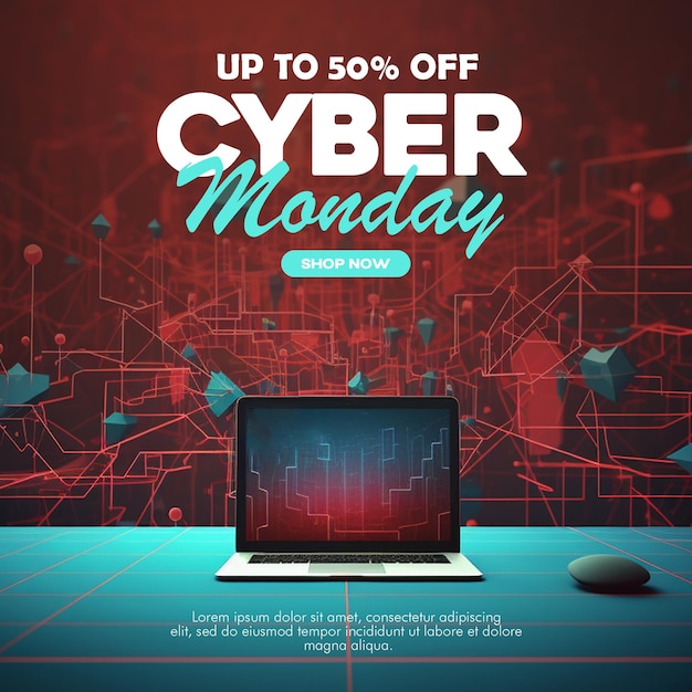 PSD psd cyber monday sale social media post design vorlage mit technologischem hintergrund