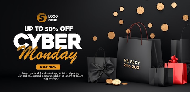 Psd cyber monday sale social media post design vorlage mit technologischem hintergrund