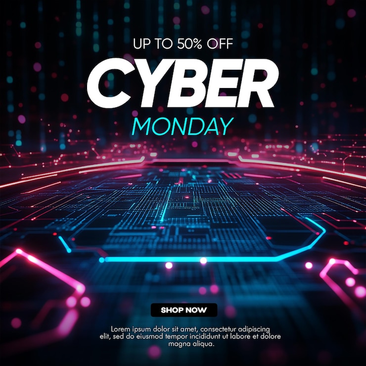 PSD psd cyber monday venta de redes sociales plantilla de diseño de post con antecedentes tecnológicos