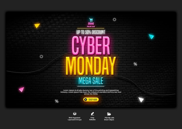 PSD psd cyber monday verkauf web-banner-vorlage