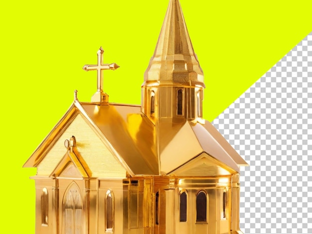 Psd da igreja dourada em fundo transparente