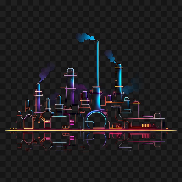 PSD psd da revolução industrial steampunk glowing neon lines factory c clipart transparente png 4096px