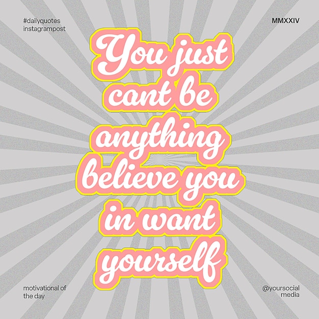 PSD Daily Motivational Quotes Progettazione tipografica per social media e modello di post Instagram