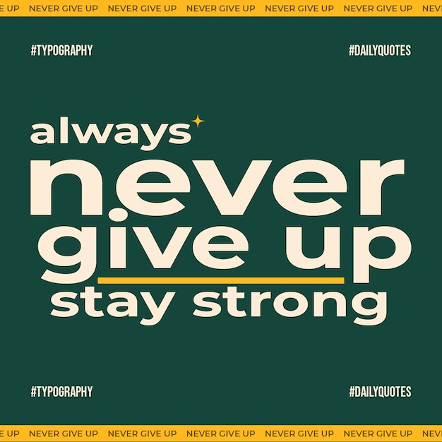 PSD Daily qoutes en el fondo verde oscuro plantilla de publicación de Instagram