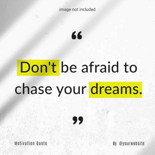 PSD Daily qoutes motivasi na parede com fundo branco modelo de postagem do Instagram