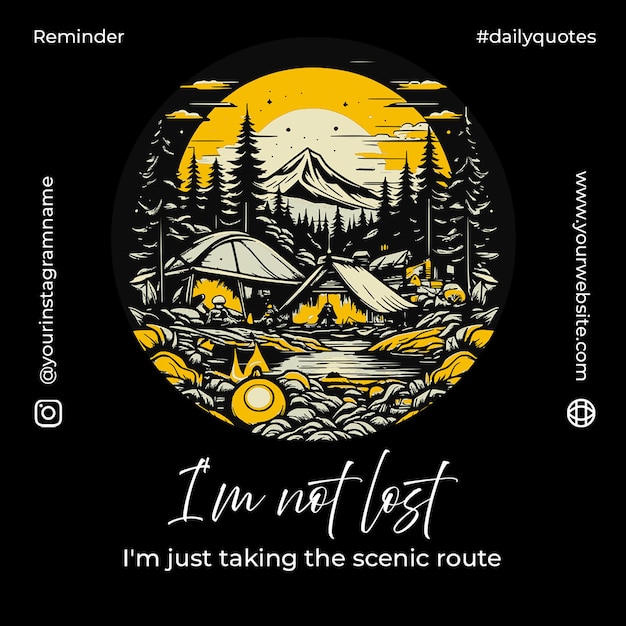 PSD Daily Qoutes Template di post su Instagram