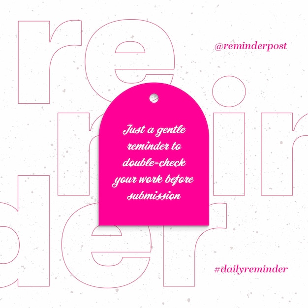 PSD Daily Reminder com fundo de digitação Template de postagem do Instagram
