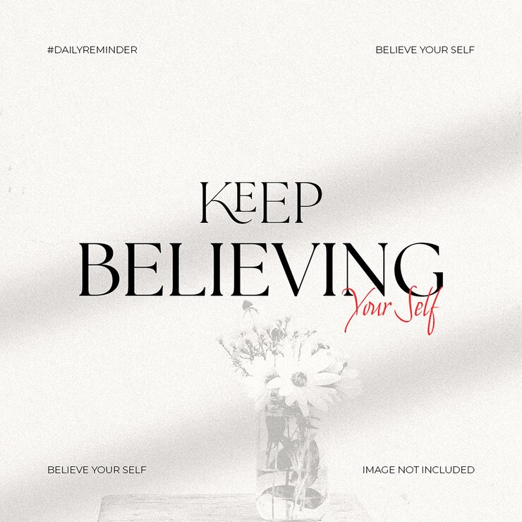 PSD psd daily reminder keep believing your self with sunrise shadow overlay background