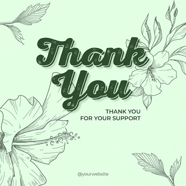 PSD Danke für die Blumentextur und den minzgrünen Hintergrund der Instagram-Post-Vorlage