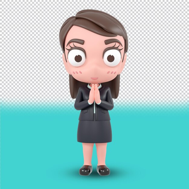 PSD-Datei niedlichen Geschäftsmann Cartoon SD-Modell 3D-Render-Charakter. 3D-Rendering.