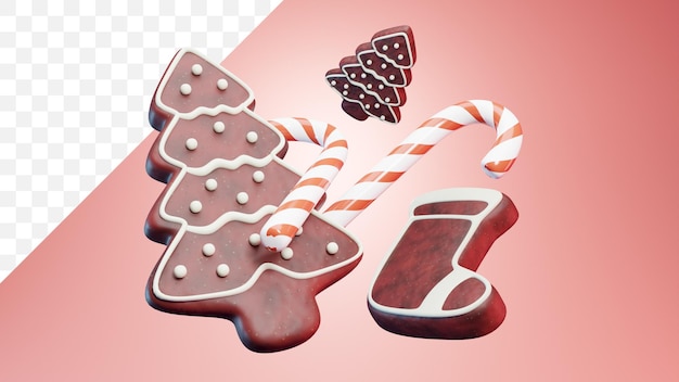 PSD psd-datei realistische weihnachts-pfefferkuchen 3d-rendering