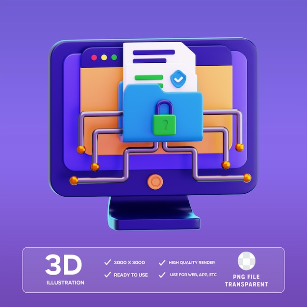 PSD-Dateien-Sicherheits-Symbol 3D-Illustration
