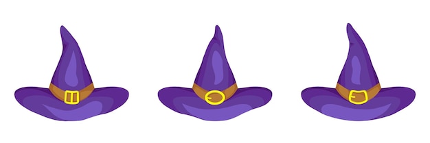Psd-Dateiset mit Hexenhut im Cartoon-Stil für Halloween-Aufkleber und -Design