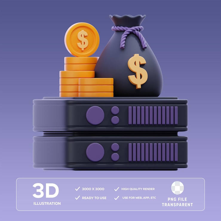 PSD psd-datenlagerung in 3d-illustration