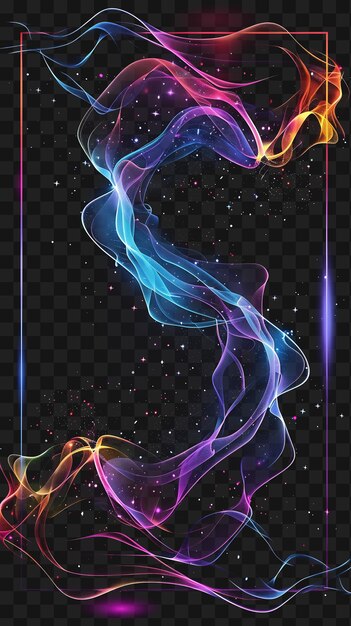 Psd de aurora borealis arcane quadro com fitas dançantes de colorfu contorno neon colagem estilo arte