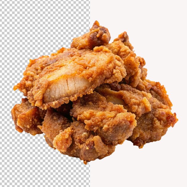 Psd de carne de porco frita e crocante em fundo transparente