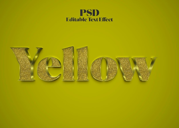 Psd de efeito de texto com glitter amarelo luxuoso