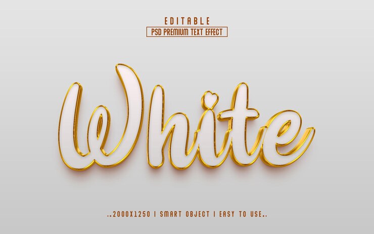PSD de efeito de texto editável 3d branco com fundo premium