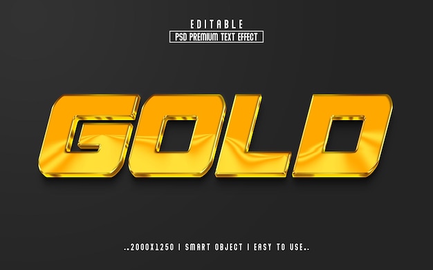 Psd de efeito de texto editável 3d dourado com fundo premium