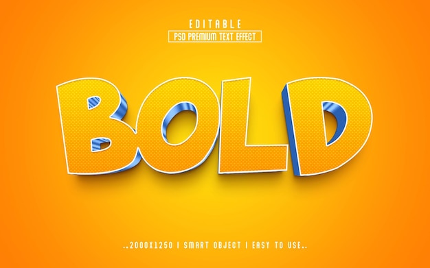 PSD de Efeito de Texto Editável 3D em negrito com fundo premium