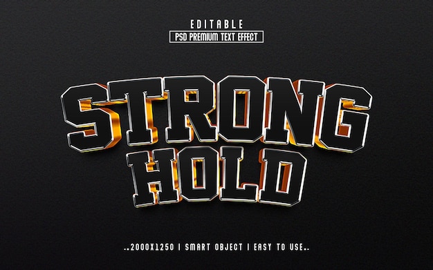 PSD de efeito de texto editável Stronghold 3d com fundo premium
