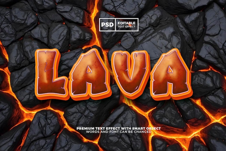 PSD psd de efeito de texto lava