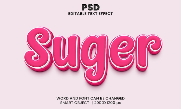PSD de efeito de texto sugerido rosa