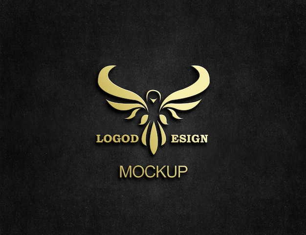 PSD psd de maquete de logotipo 3d dourado em relevo