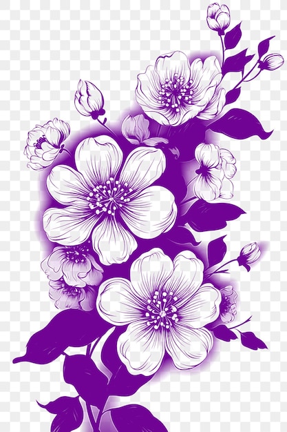 PSD psd de moldura floral chinesa representando flores chinesas delicadas tal t-shirt tatuagem arte contorno tinta