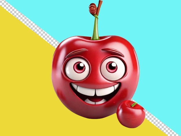 PSD psd de personagem de desenho animado 3d de uma fruta de cereja