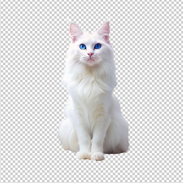 PSD psd de um belo gato angora turco branco com azul em fundo transparente