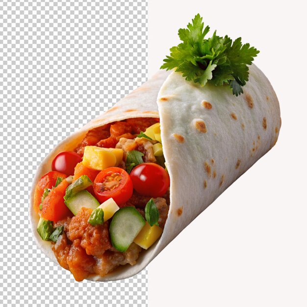 PSD psd de um burrito de pequeno-almoço tão delicioso com salsa em fundo transparente