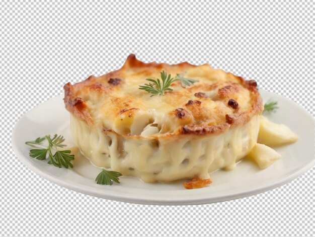 PSD psd de um chicon au gratin fresco em prato branco