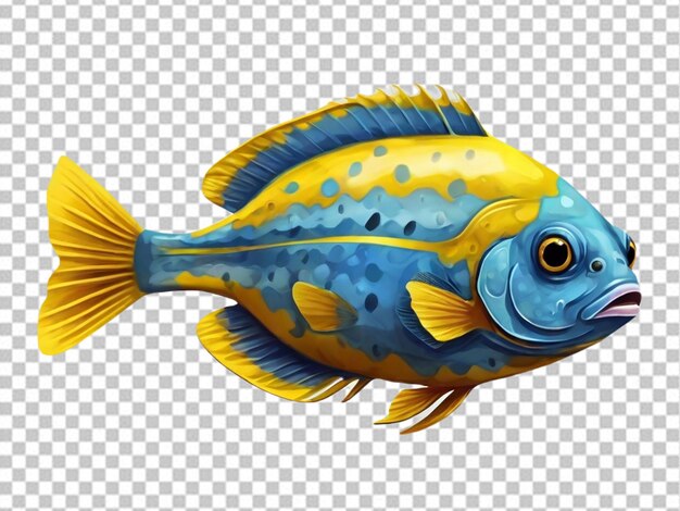 PSD psd de um flúor de peixe azul e amarelo tropical