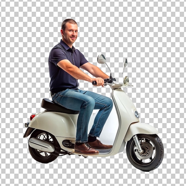 PSD psd de um homem montando uma scooter em fundo transparente