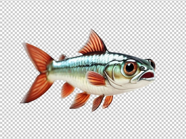 Psd de um peixe minnow eurasiático bonito em 3d em fundo transparente