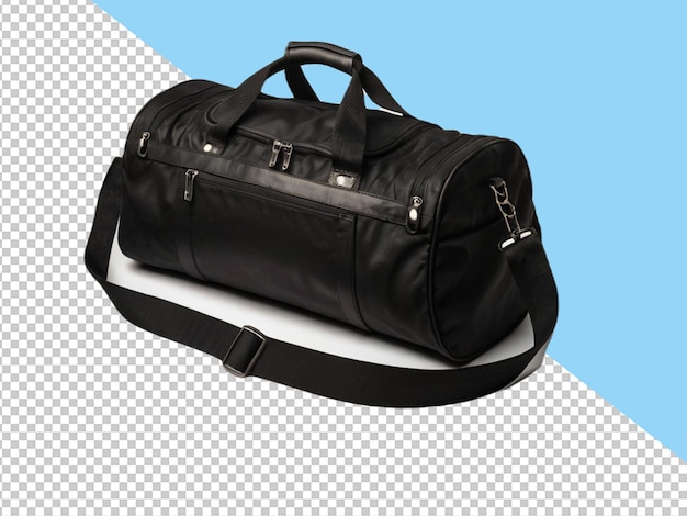 Psd de um saco de duffel preto em fundo transparente